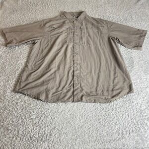 Habit Mens Fishing Shirt Large Gray Short Sleeve UPF 30+ Nylon Ripstop TS1283